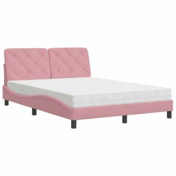 Bett mit Matratze Rosa 120x200 cm Samt