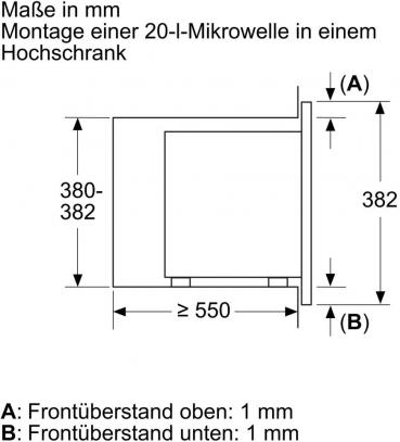 Siemens BE623LMB3 iQ300 Einbau-Mikrowelle, 800 W, 20L, 382x595x335mm, cookControl8, Grillfunktion, schwarz/Edelstahl