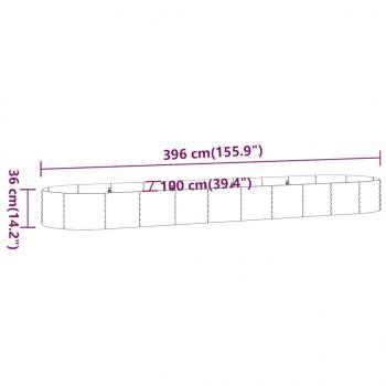 Hochbeet Pulverbeschichteter Stahl 396x100x36 cm Anthrazit