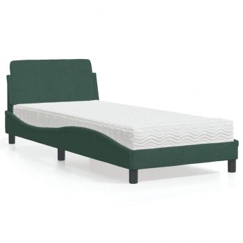 ARDEBO.de - Bett mit Matratze Dunkelgrün 90x200 cm Samt