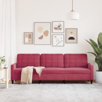 3-Sitzer-Sofa Weinrot 210 cm Samt