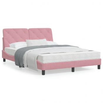 ARDEBO.de - Bett mit Matratze Rosa 140x200 cm Samt