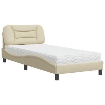 Bett mit Matratze Creme 80x200 cm Stoff