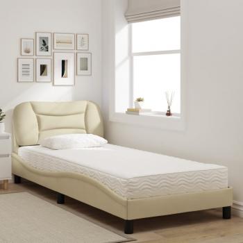 Bett mit Matratze Creme 80x200 cm Stoff