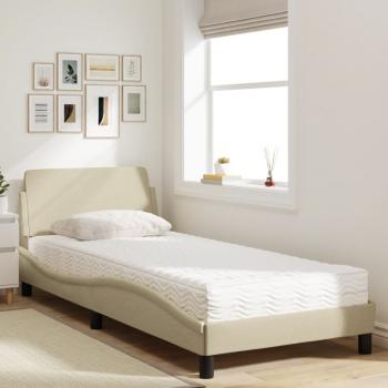 Bett mit Matratze Creme 80x200 cm Stoff