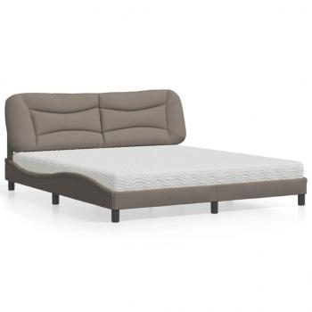 ARDEBO.de - Bett mit Matratze Taupe 180x200 cm Stoff