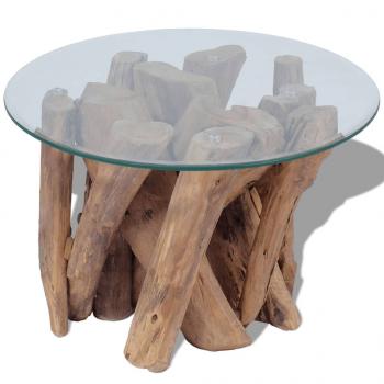 ARDEBO.de - Couchtisch Massivholz Teak Treibholz 60 cm