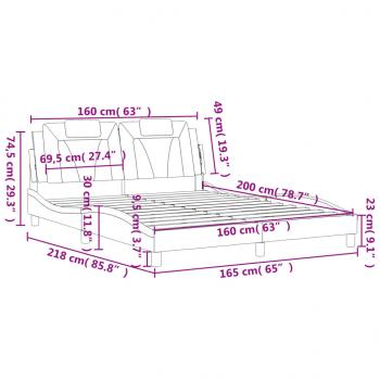 Bettgestell mit Kopfteil Cappuccino-Braun 160x200 cm Kunstleder