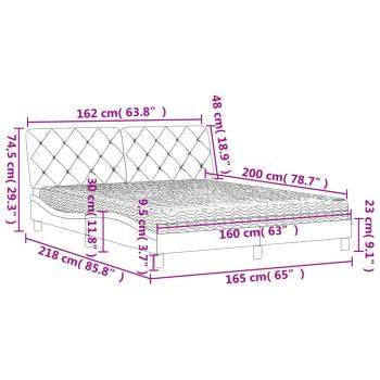 Bett mit Matratze Rosa 160x200 cm Samt