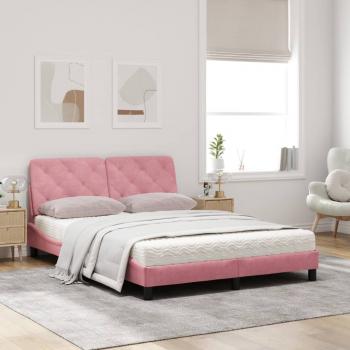 Bett mit Matratze Rosa 160x200 cm Samt