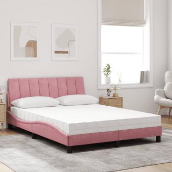 Bett mit Matratze Rosa 140x200 cm Samt