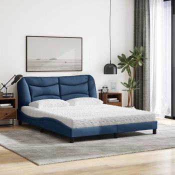 Bett mit Matratze Blau 160x200 cm Stoff