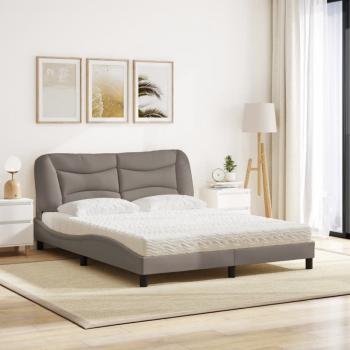 Bett mit Matratze Taupe 160x200 cm Stoff