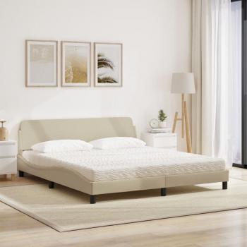 Bett mit Matratze Creme 180x200 cm Stoff