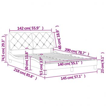 Bettgestell mit Kopfteil Rosa 140x200 cm Samt