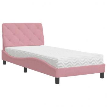 Bett mit Matratze Rosa 90x200 cm Samt