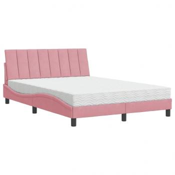 Bett mit Matratze Rosa 140x190 cm Samt