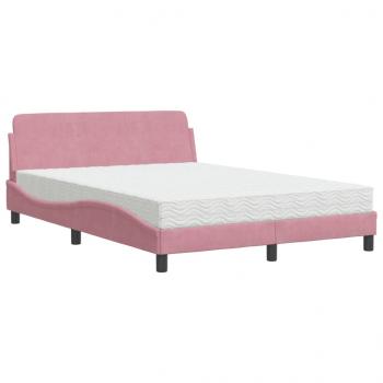 Bett mit Matratze Rosa 140x190 cm Samt