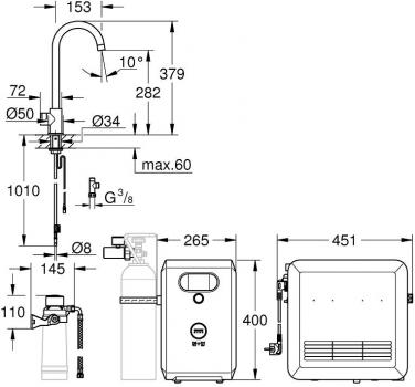 GROHE Blue Professional C-Auslauf Set, Bluetooth/WIFI, supersteel (31302DC2)