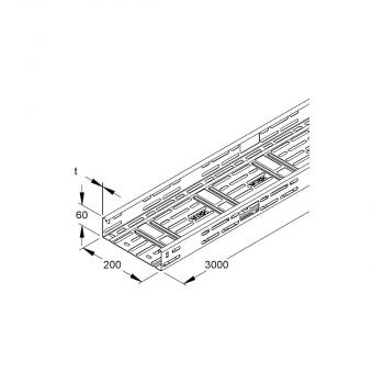 Niedax RLCI 60.200 S Industrierinne, 30% Lochanteil, 60x200x3000mm, t=0,9mm, durchg. Sicken, Stahl, bandverzinkt