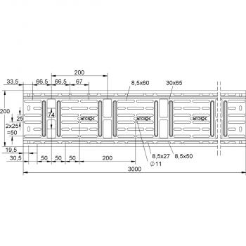 Niedax RLCI 60.200 S Industrierinne, 30% Lochanteil, 60x200x3000mm, t=0,9mm, durchg. Sicken, Stahl, bandverzinkt