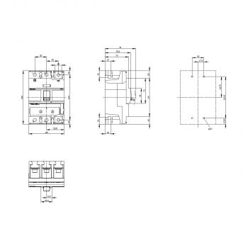 Siemens 3VA1225-4EF32-0AA0 Leistungsschalter 3VA1 IEC Frame 250 Schaltvermögensklasse S Icu=36kA @ 415V 3-polig, Anlagenschutz TM240, ATAM, In=250A Überlastschutz