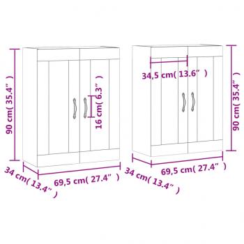 Wandschränke 2 Stk. Betongrau Holzwerkstoff