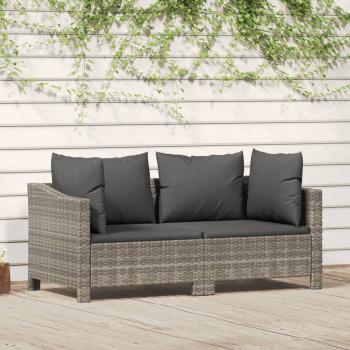 ARDEBO.de - 2-tlg. Garten-Lounge-Set mit Kissen Grau Poly Rattan