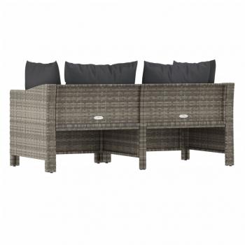 2-tlg. Garten-Lounge-Set mit Kissen Grau Poly Rattan