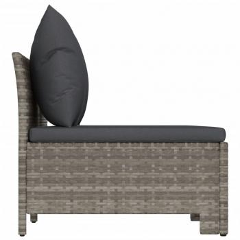 3-tlg. Garten-Lounge-Set mit Kissen Grau Poly Rattan