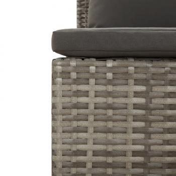 3-tlg. Garten-Lounge-Set mit Kissen Grau Poly Rattan