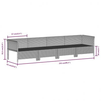 11-tlg. Garten-Lounge-Set mit Kissen Grau Poly Rattan