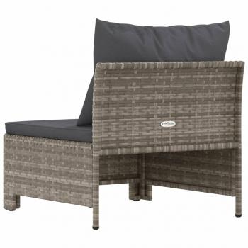 Garten-Mittelsofa mit Kissen Grau Poly Rattan