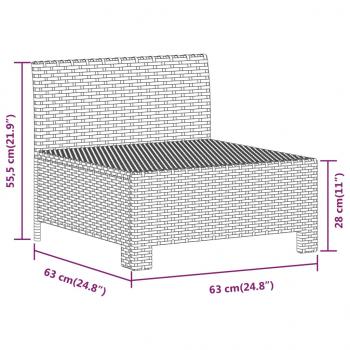 Garten-Mittelsofa mit Kissen Grau Poly Rattan