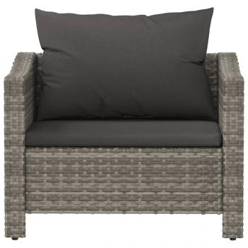 Gartensessel mit Kissen Grau Poly Rattan