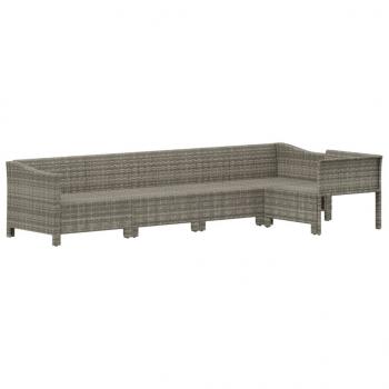 5-tlg. Garten-Lounge-Set mit Kissen Grau Poly Rattan