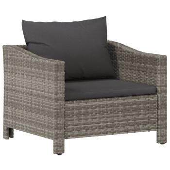 8-tlg. Garten-Lounge-Set mit Kissen Grau Poly Rattan