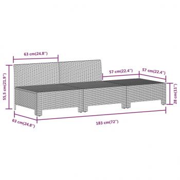 8-tlg. Garten-Lounge-Set mit Kissen Grau Poly Rattan