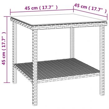 Beistelltisch Schwarz 45x45x45 cm Poly Rattan und Hartglas