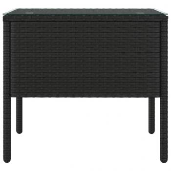 Beistelltisch Schwarz 53x37x48 cm Poly Rattan und Hartglas