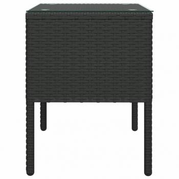 Beistelltisch Schwarz 53x37x48 cm Poly Rattan und Hartglas