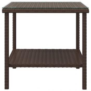 Beistelltisch Braun 45x45x45 cm Poly Rattan und Hartglas