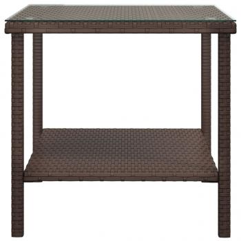 Beistelltisch Braun 45x45x45 cm Poly Rattan und Hartglas