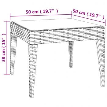 Beistelltisch Schwarz 50x50x38 cm Poly Rattan und Hartglas