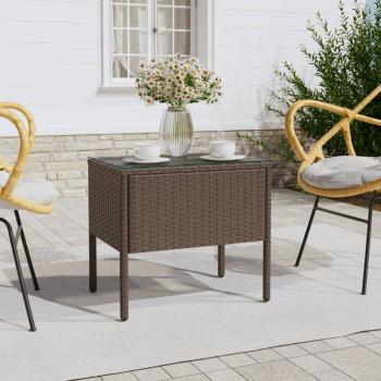 ARDEBO.de - Beistelltisch Braun 53x37x48 cm Poly Rattan und Hartglas