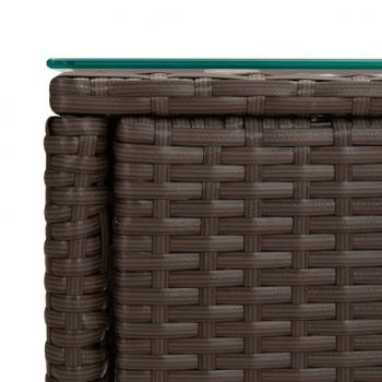 Beistelltisch Braun 53x37x48 cm Poly Rattan und Hartglas