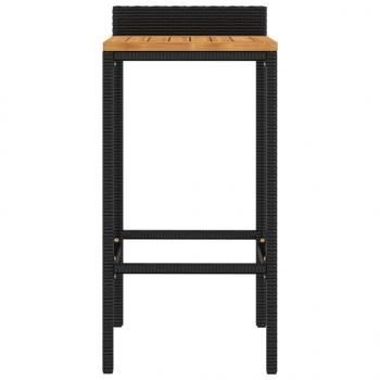 Barhocker 4 Stk. Schwarz Poly Rattan und Massivholz Akazie