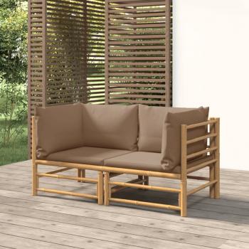 ARDEBO.de - Garten-Ecksofas mit Taupe Kissen 2 Stk. Bambus