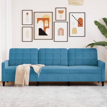 ARDEBO.de - 3-Sitzer-Sofa Blau 210 cm Samt