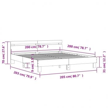 Bettgestell mit Kopfteil Braun Eichen-Optik 200x200 cm